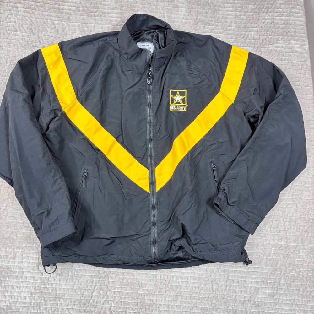 US Army APFU Physical Fitness Uniform Jacket Black Yellow Medium Regular Nylon